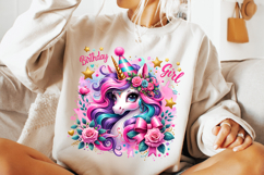 Cute Unicorn PNG Sublimation, Kids PNG, Birthday Girl PNG Product Image 2