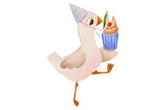 Watercolor Geese Clipart Set, Cute Goose &amp; Stars Product Image 3