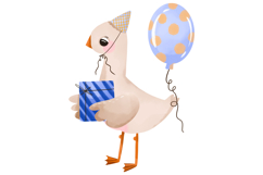 Watercolor Geese Clipart Set, Cute Goose &amp; Stars Product Image 4
