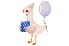 Watercolor Geese Clipart , Cute Goose & Stars Product Image 4