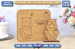 Birthday Invitation Laser Cut | Birthday Party |Hippopotamus Product Image 1