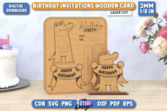 Birthday Invitations Wooden Cards Laser Cut, Pop Up Card SVG Product Image 7