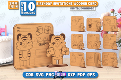 Birthday Invitations Wooden Cards Laser Cut, Pop Up Card SVG Product Image 1