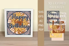 Birthday Layered card SVG Stained Glass Sunflower 3D