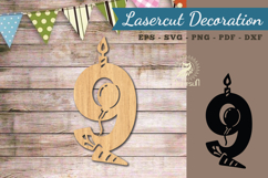 Birthday Number Nine Lasercut Decoration SVG Product Image 1