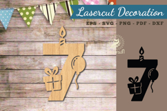 Birthday Number Seven Lasercut Decoration SVG Product Image 1