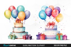 Watercolor Birthday Party Cake Clipart Bundle Product Image 3