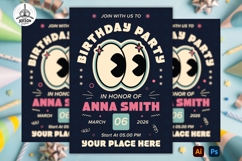 Birthday Party Flyer Template Design Groovy Poster SVG PNG