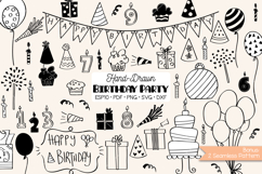 Birthday Party | Hand drawn Cakes, Candles, Balloons, Banner Product Image 1