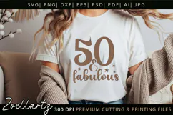 50 and Fabulous SVG Birthday Queen SVG Women T-shirt Mug Product Image 2