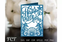 Seahorse Happy Birthday SVG card, Cricut Cameo Laser cut Product Image 2