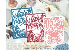 Seahorse Happy Birthday SVG card, Cricut Cameo Laser cut Product Image 3