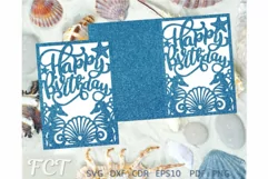 Seahorse Happy Birthday SVG card, Cricut Cameo Laser cut Product Image 1
