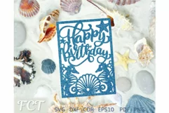 Seahorse Happy Birthday SVG card, Cricut Cameo Laser cut Product Image 4