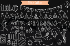 White Birthday Party | Hand drawn Cakes, Candles, Balloons Product Image 2