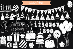White Birthday Party | Hand drawn Cakes, Candles, Balloons Product Image 3