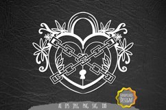 Floral Padlock Love Papercut SVG Product Image 1