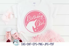 Birthday Girl Unicorn SVG | Enchanted Animal Illustration Product Image 1