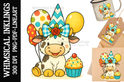 Birthday Rosie Cow Sublimation Clipart Product Image 1