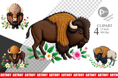 Bison Embroidery Clipart Product Image 1