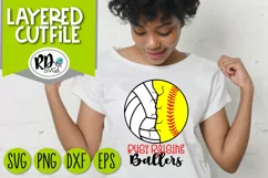 Busy Raising Ballers - A Softball Volleyball Cricut Cut File Product Image 2
