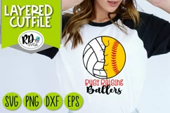 Busy Raising Ballers - A Softball Volleyball Cricut Cut File Product Image 1