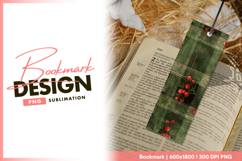 Festive green plaid with red berry decor bookmark Product Image 1