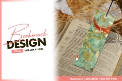 Koi Fish and Lily Pads Illustration in Teal bookmark png Product Image 1