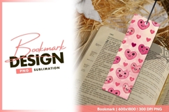 Pink hearts with faces and small hearts bookmark png design Product Image 1