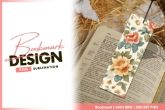 Floral pattern with peach and yellow bookmark png design Product Image 1