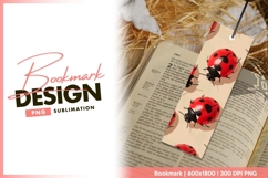 Red Ladybug Pattern on Beige bookmark png design Product Image 1