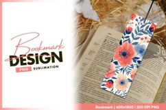 Floral Illustration with Coral and Blue bookmark png Product Image 1