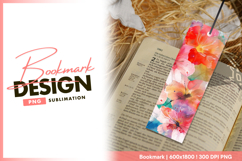 Watercolor floral bookmark png pink red design Product Image 1