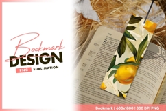 Yellow Lemons and Green Leaves bookmark png design Product Image 1