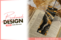 Black and gold glitter marble texture bookmark png Product Image 1