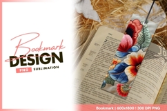 Embroidered Floral Design with Red Pink bookmark png design Product Image 1