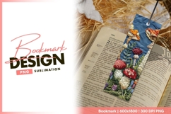 Embroidered Mushrooms and Foliage bookmark png design Product Image 1