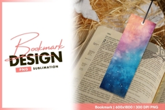 Watercolor Galaxy Background with Orange bookmark png design Product Image 1