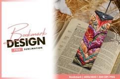 Embroidered heart shape with colorful bookmark png design Product Image 1