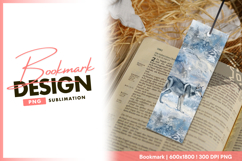Wolf in winter watercolor bookmark png Product Image 1