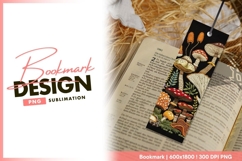 Embroidered Mushrooms on Black Fabric bookmark png design Product Image 1
