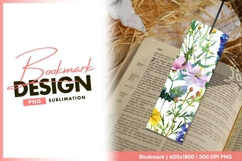 Watercolor floral illustration with pink bookmark png design Product Image 1