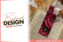 Close-up of Red Paper Flowers with Black bookmark png design Product Image 1