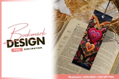 Embroidered Hearts and Floral Design on bookmark png design Product Image 1