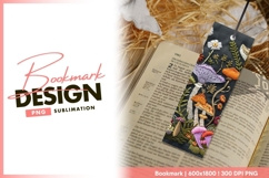 Embroidered Mushrooms and Flowers on bookmark png design Product Image 1