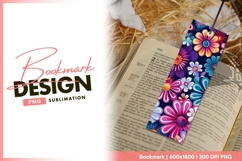 Colorful floral pattern with pink orange bookmark png design Product Image 1