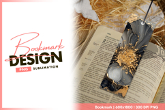 Abstract black and gold floral ink design bookmark png Product Image 1