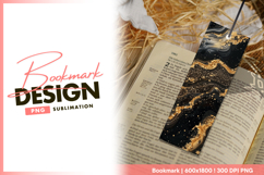 Black and gold abstract fluid art design bookmark png Product Image 1