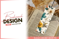 Watercolor Floral Pattern with Yellow bookmark png design Product Image 1