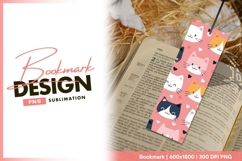 Cute Cat Faces with Hearts on Pink bookmark png design Product Image 1